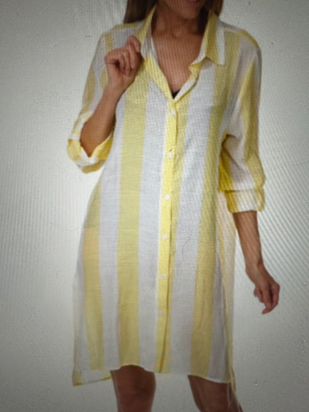 Linen Blend Striped Shirt Dress by Blue LIfe